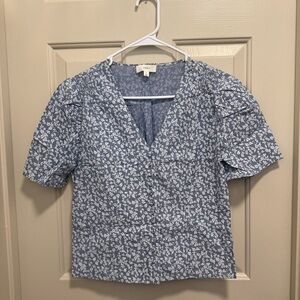 Elegant Blue Floral Blouse